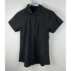 Club Ride Shirt Womens Small Black Short Sleeve Cycling Button Up Stretch